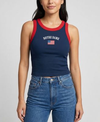 Uscape Apparel Women's Notre Dame Fighting Irish Ribbed Cropped Cotton Tank Top