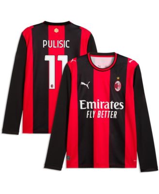Puma Men's Christian Pulisic Black/Red AC Milan 2026/27 Home Replica Long Sleeve Jersey