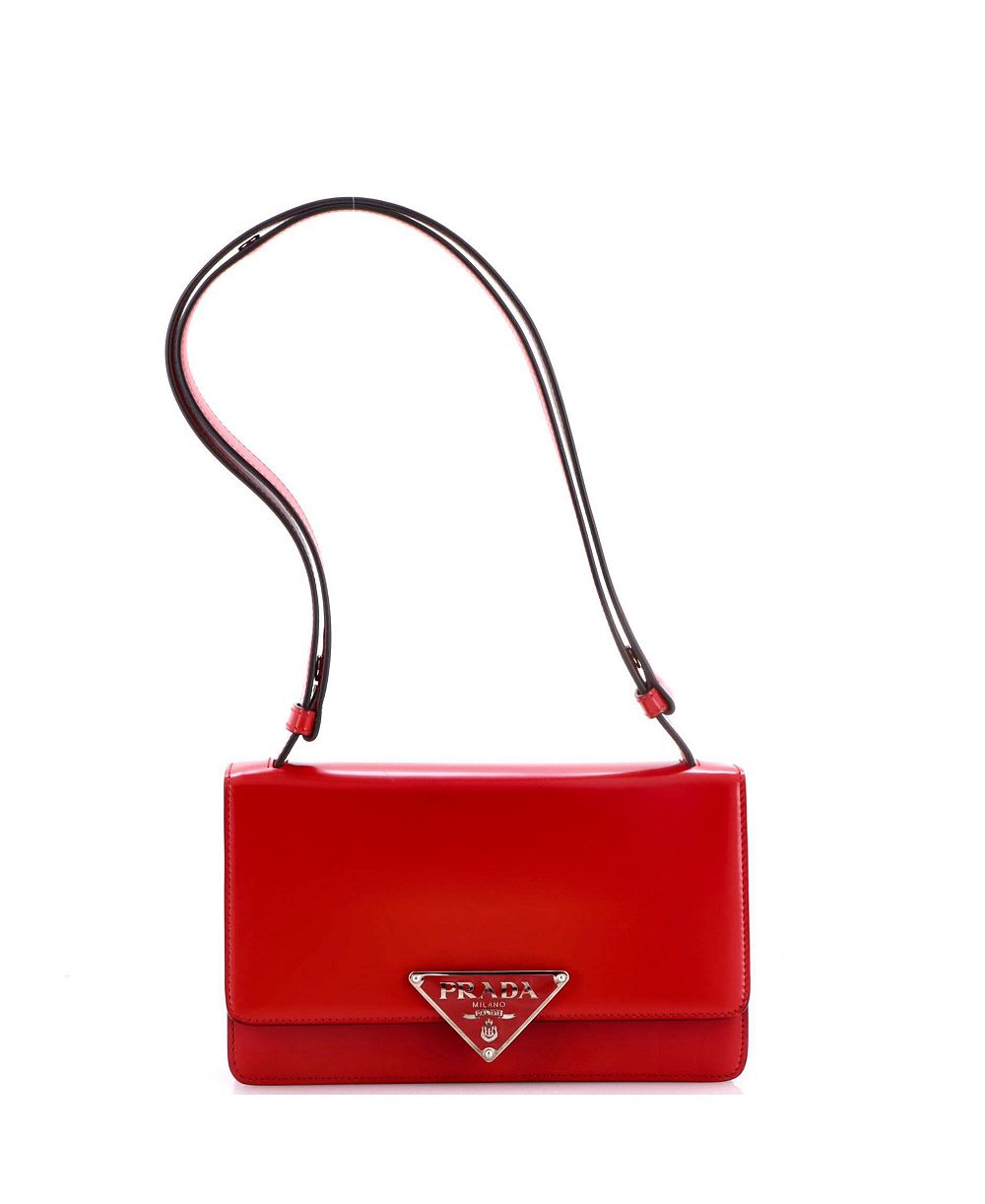 Средняя сумка Prada Embleme с треугольным логотипом и клапаном из кожи Spazzolato, б/у