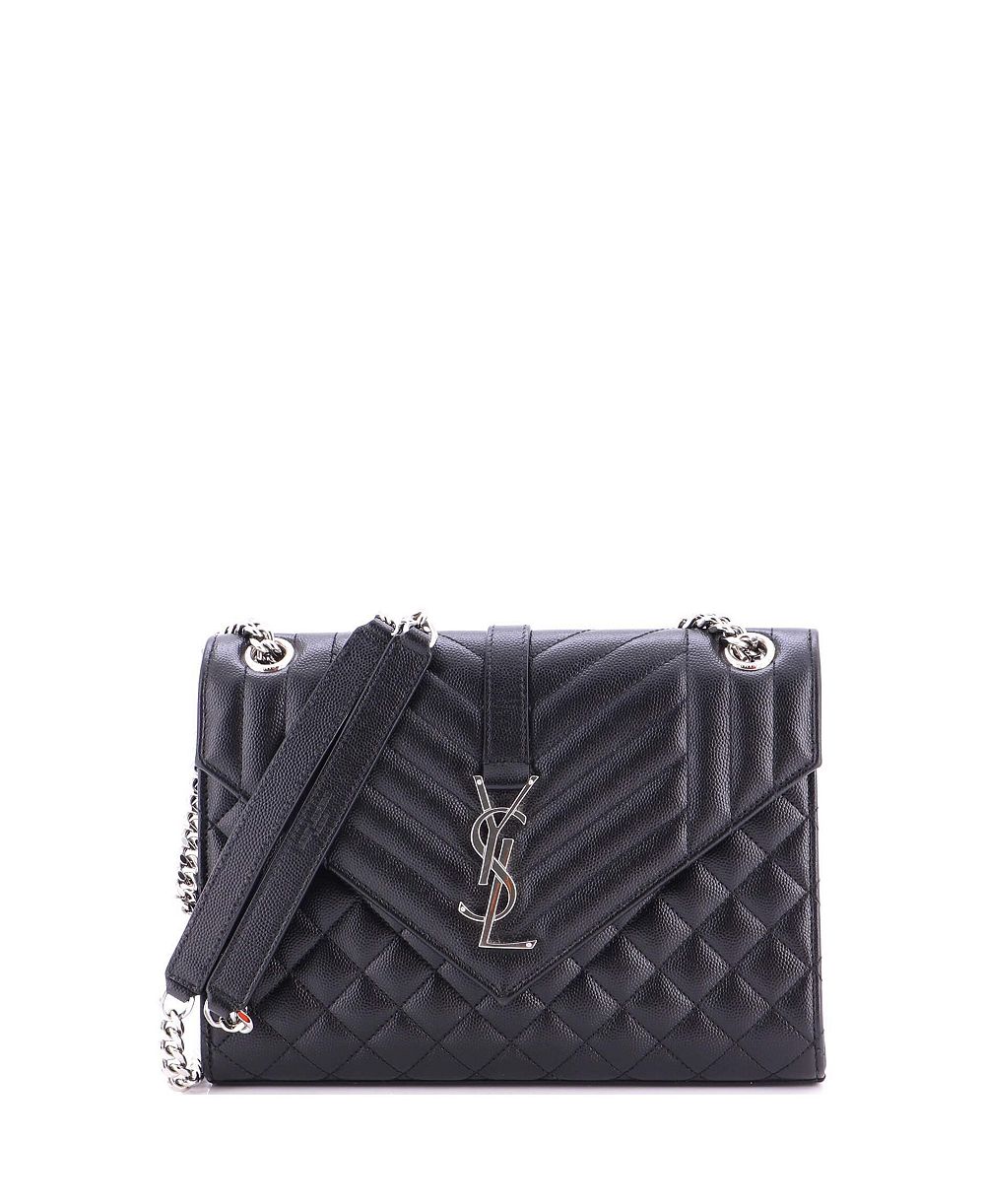 Saint Laurent Сумка-саквояж Classic Monogram Envelope из кожи Matelasse, б/у