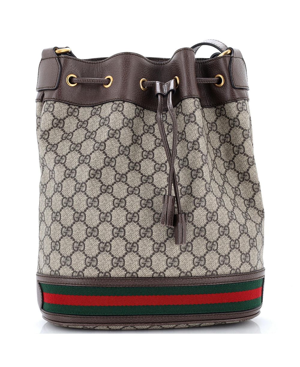 Б/у сумка Gucci Medium Ophidia Bucket через плечо из ткани GG coated canvas