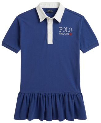 Polo Ralph Lauren Детское хлопковое платье-регби с логотипом и сетчатой вставкой, 2T-6X