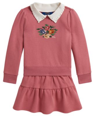 Набор Polo Ralph Lauren Girls' 2T-6X Collared Fleece Sweatshirt and Skort 2-Piece Set