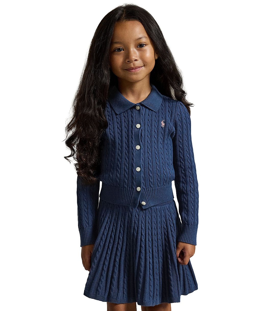 Детский комплект Polo Ralph Lauren Girls' 2T-6X Cotton Polo Cardigan and Skirt, 2-Piece Set