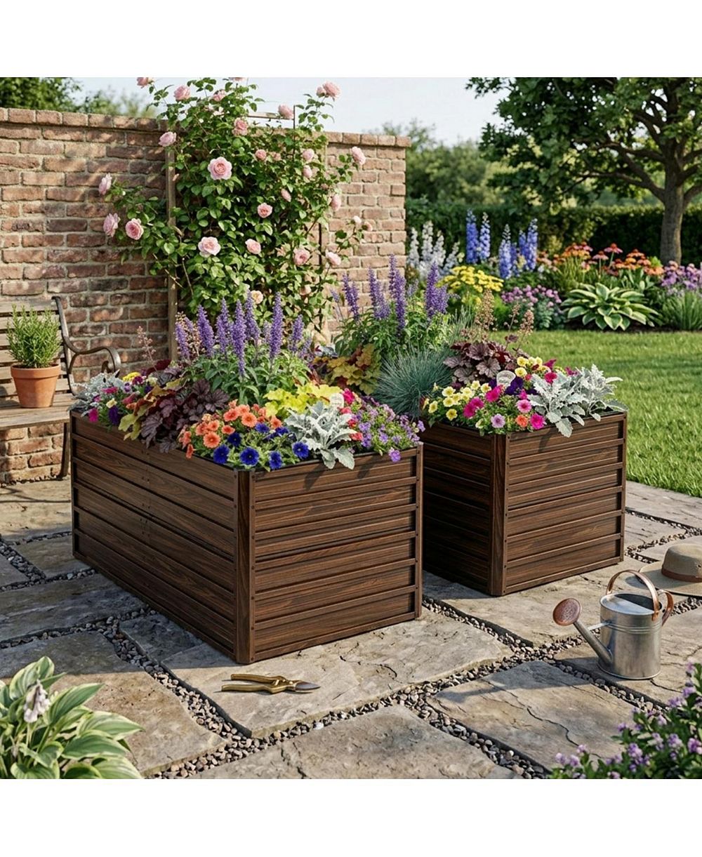 Streamdale Furniture комплект из 2 металлической приподнятых грядок 74.6" с армирующими стержнями