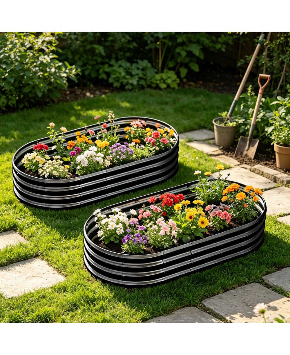 Streamdale Furniture 6x3x1ft Galvanized Raised Garden Bed - Heavy Duty Metal Planter Box, 2Pieces