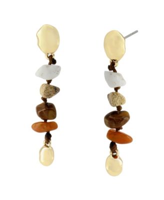 Robert Lee Morris Soho Multi-Colored Chip Stone Linear Earrings