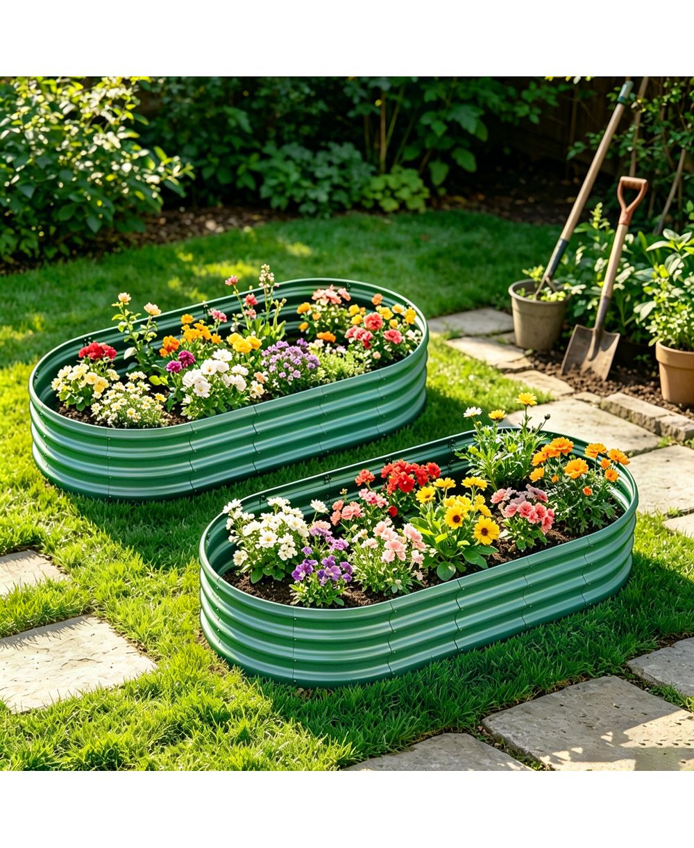 Streamdale Furniture 6x3x1ft Galvanized Raised Garden Bed - Heavy Duty Metal Planter Box, 2Pieces
