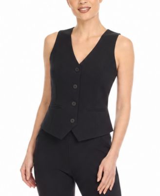 White Mark Women's Tailored Button-Front Vest