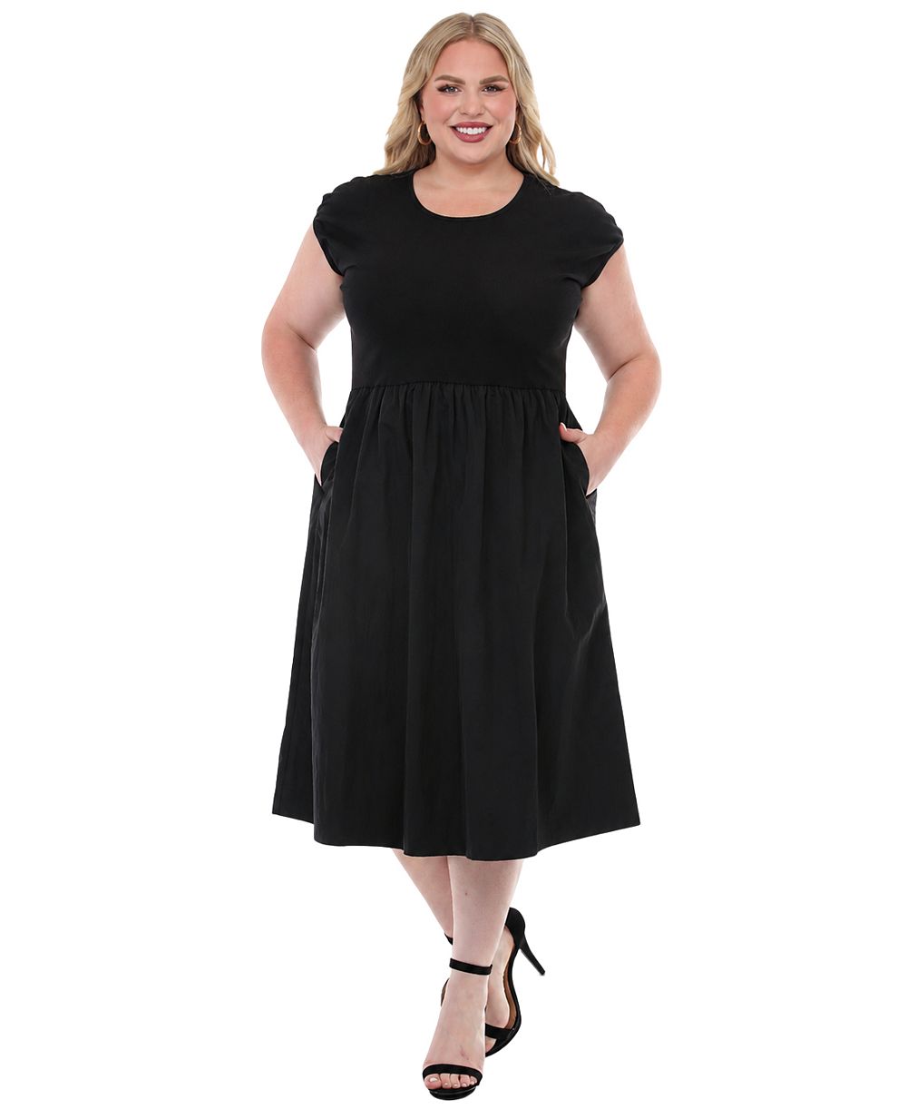 Миди-платье White Mark Plus Size из мягкого хлопкового трикотажа, переходящего в ткань