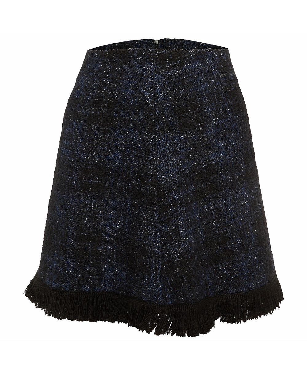 Pre-Owned Love Moschino Women's Tweed Fringed Mini Skirt