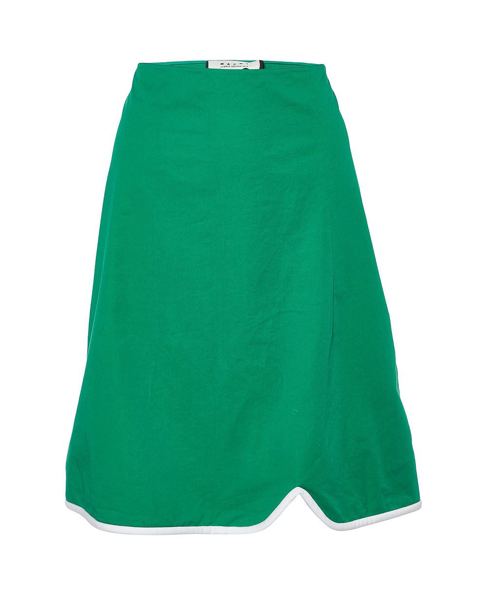 Pre-Owned Marni Women's Cotton Contrast Trim Knee Length Skirt
