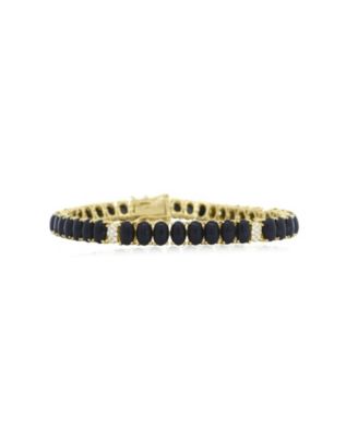 The Lovery Oval Onyx CZ Tennis Bracelet 14K Gold-Plated Sterling Silver