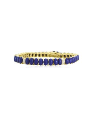 The Lovery Oval Lapis CZ Tennis Bracelet 14K Gold-Plated Sterling Silver