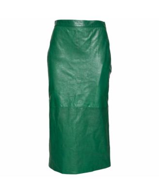 Pre-Owned Gucci Women's Leather Pencil Midi Skirt