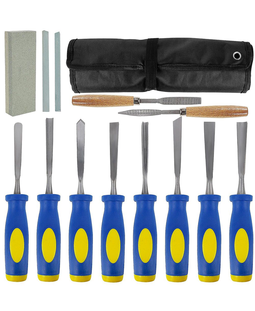 XDOVET Wood Chisel Set Carving Tools Canvas Bag Rasps Stones