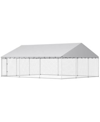RUIE Extra Large Chain Link Outdoor Dog Run with Waterproof Roof