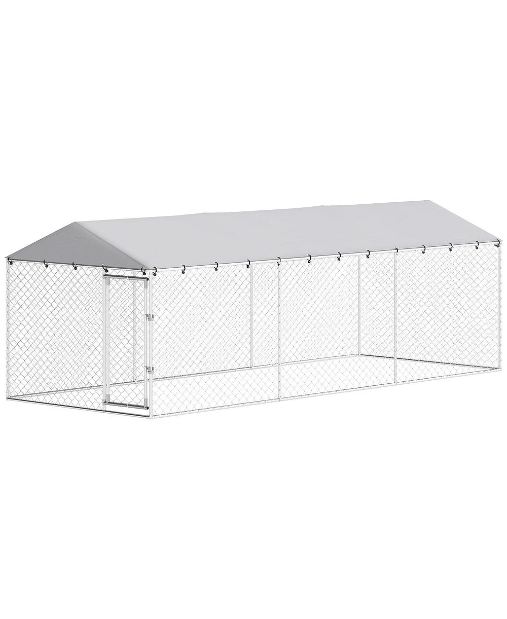 RUIE 20 ft Outdoor Dog Kennel with Waterproof Roof and Double Locks