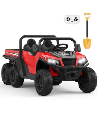homfan 24V 6 Wheel Ride-On Dump Truck with Electric Dump Bed, 2-Seater, Ages 3-8