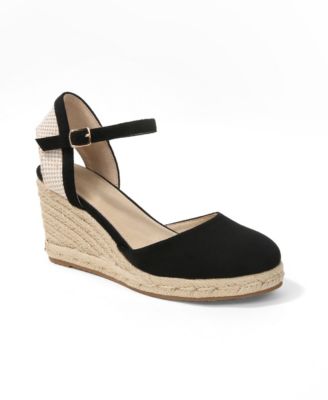 BERNESS Women's Marlene Jute-Wrapped Closed Toe Espadrille Wedges