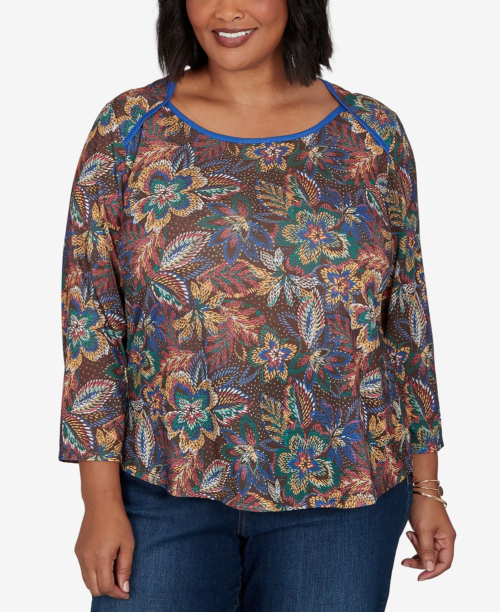 Ruby Rd. Plus Size Textured Floral Print Knit Top