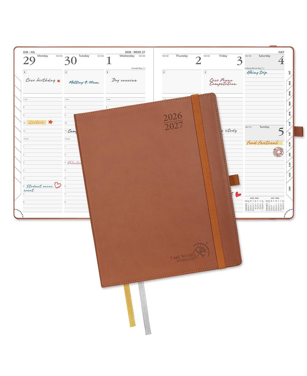 Ежедневник GNUADZ Pocket Planner 2026-2027 Academic Weekly Hourly Leather Cover