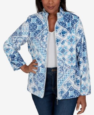 Alfred Dunner Women's Classic Soft Medallion Zip Front Jacket