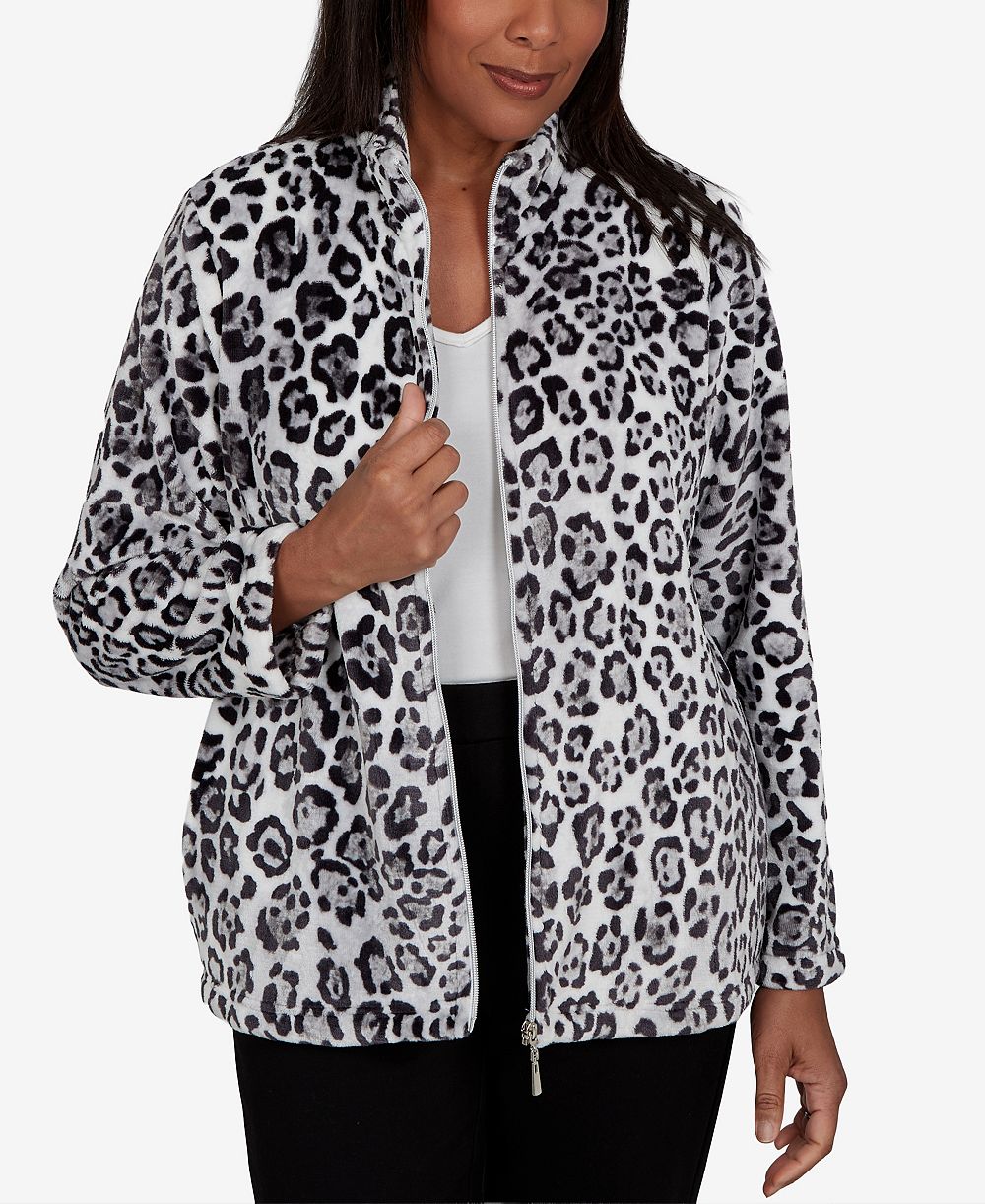 Alfred Dunner Women's Classic Cozy Animal Print Knit Jacket