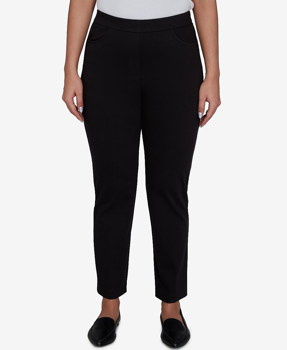 Alfred Dunner Женские брюки Travel Advisory Black Knit Twill