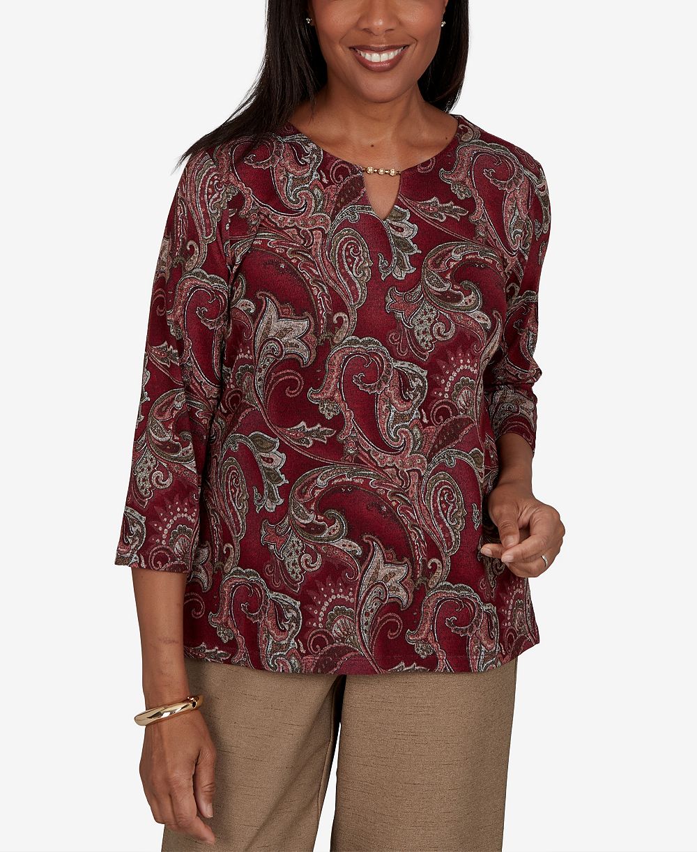 Alfred Dunner Женский Union Square Paisley Scroll Melange Knit Top