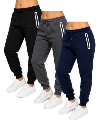 Blue Ice Women's Loose-Fit Fleece-Lined Jogger With Heat Seal Zipper Side Pockets-3 Pack