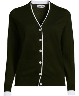 Lands' End Women's Drifter Lite Double Trim Cardigan Sweater