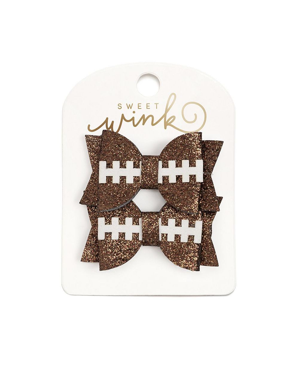 Sweet Wink Little and Big Girls Game Day Glitter Bow Clip Set