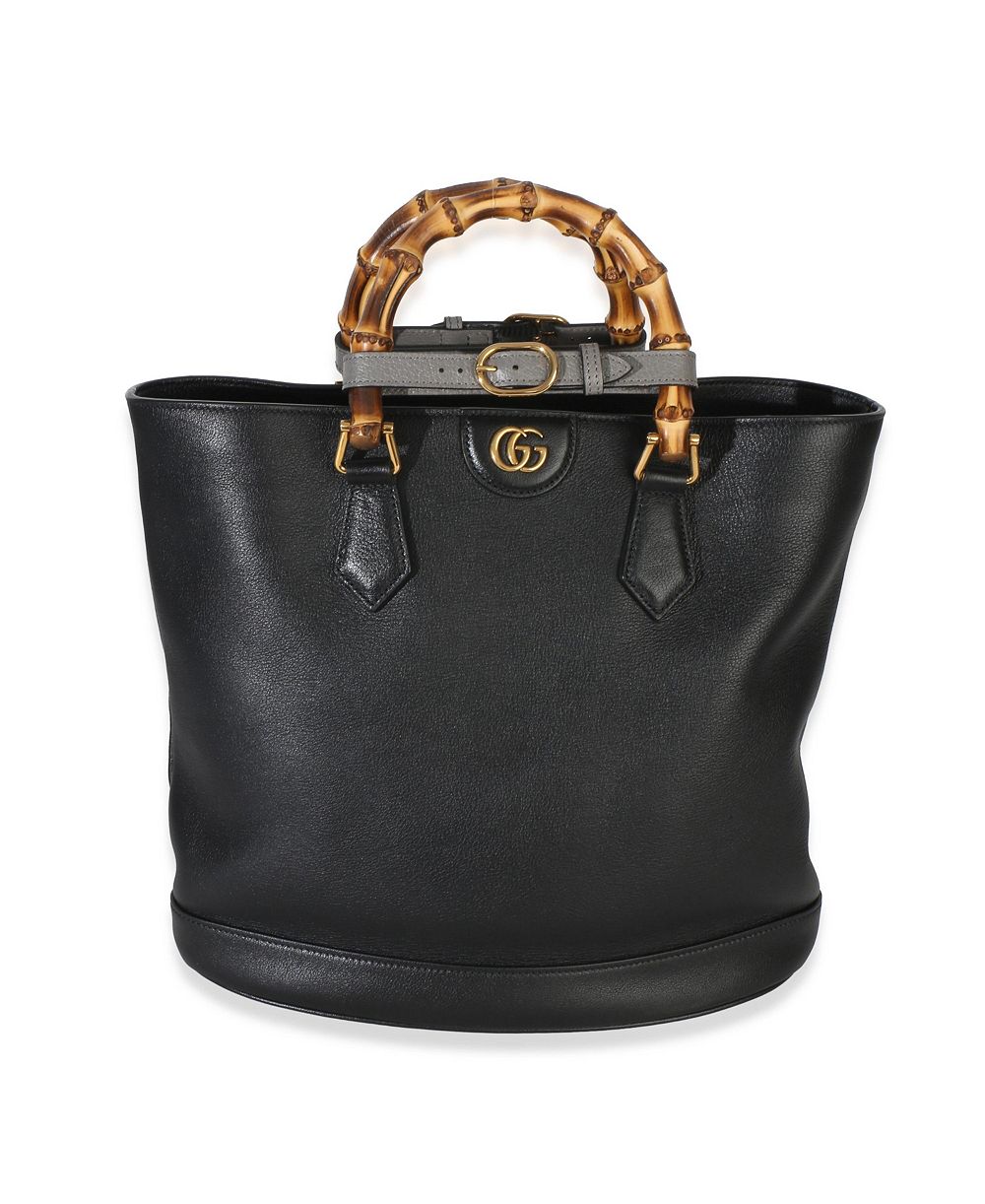 Pre-Owned Gucci черная сумка-тоут Diana Medium из телячьей кожи с бамбуковой ручкой