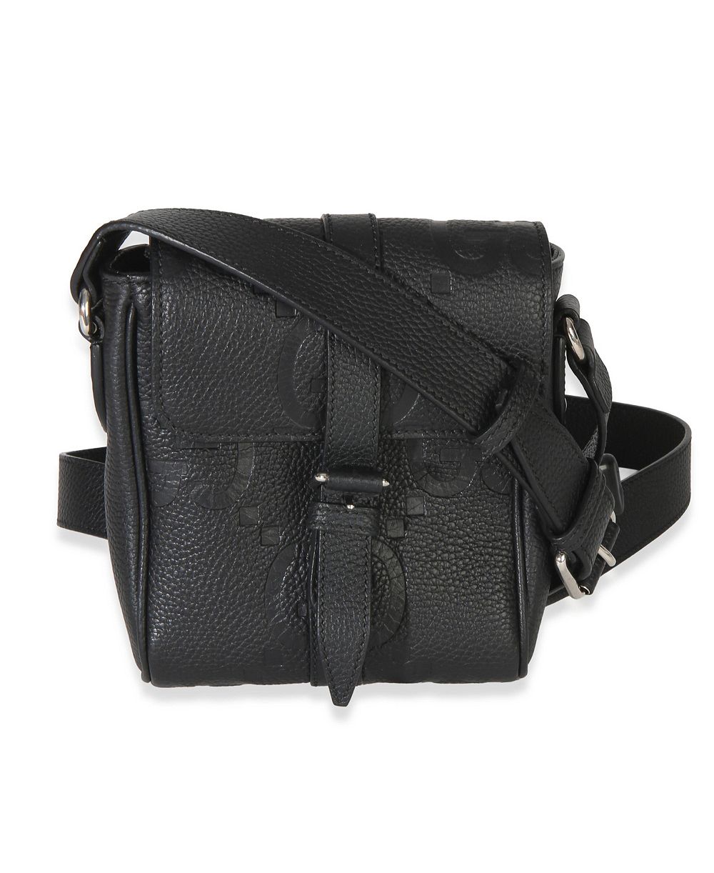 Pre-Owned Gucci маленькая сумка-мессенджер Jumbo из телячьей кожи Piuma с тиснением GG, чёрный цвет