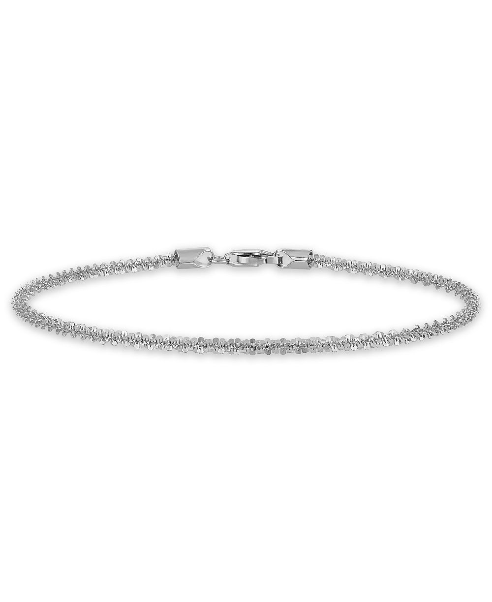 Macy's браслет Sparkle Chain 7,5" из белого золота 10k (2 мм)