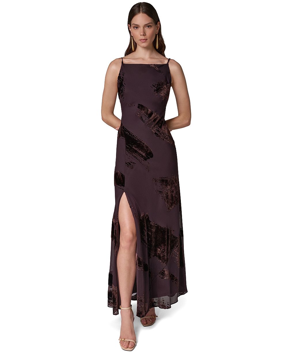 Женское вечернее платье Donna Karan New York из бархата с глубоким V-образным вырезом сзади