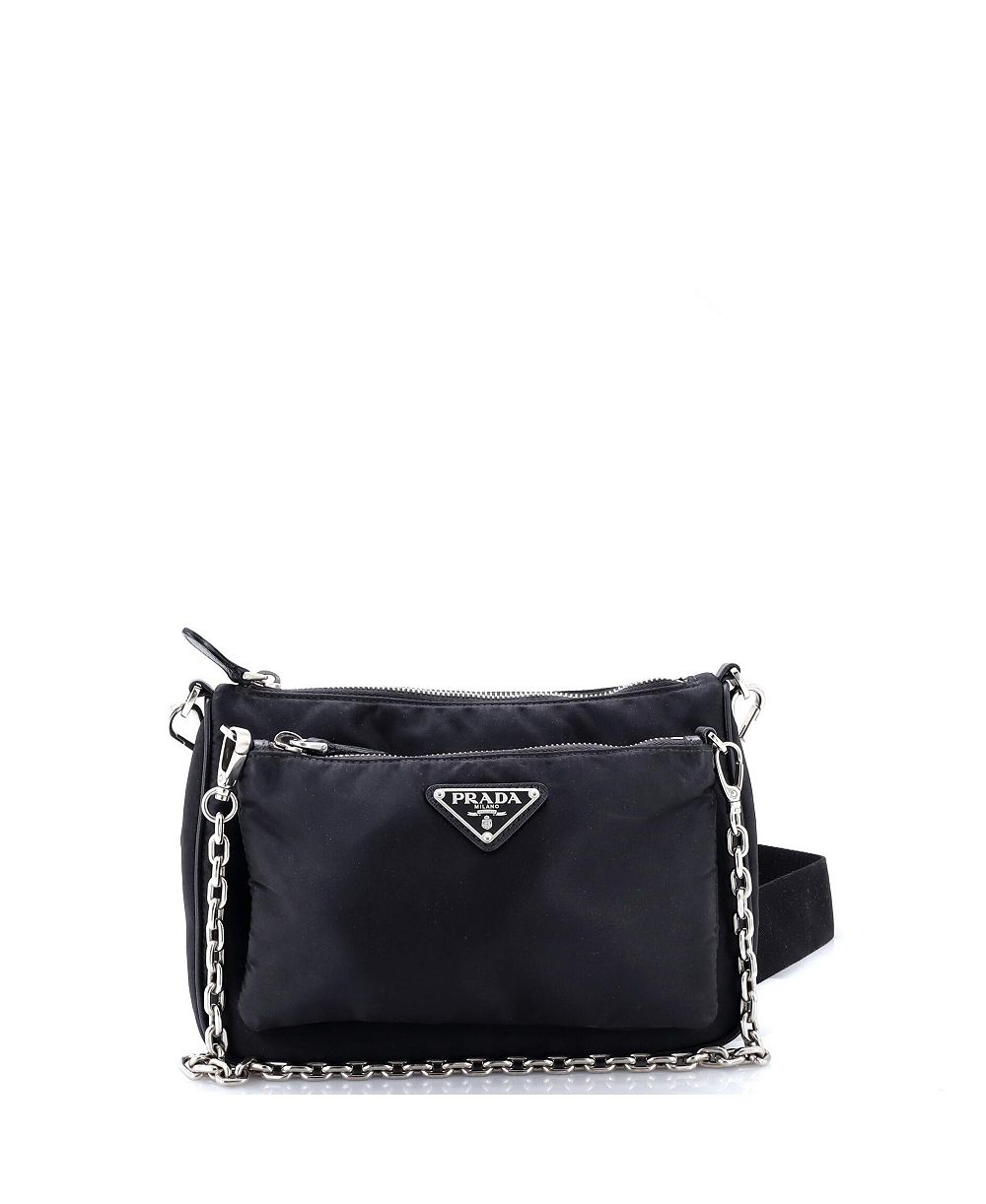 Pre-Owned Prada Small Double Pouch конвертерный crossbody Bag Tessuto