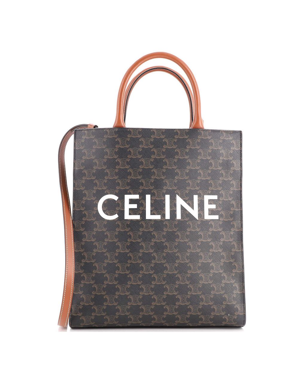 Маленькая сумка-тоут Celine Vertical Cabas Triomphe из лакированной ткани, б/у