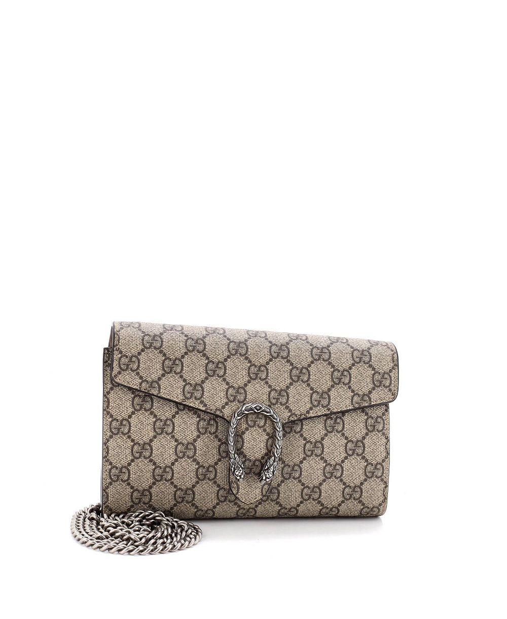 Б/у кошельк-клатч Gucci Small Dionysus на цепочке из лакированного канваса GG