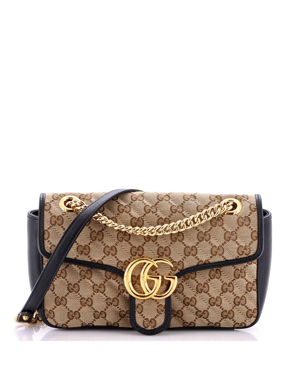 Сумка Gucci Small GG Marmont Flap из ткани GG Canvas с кожей