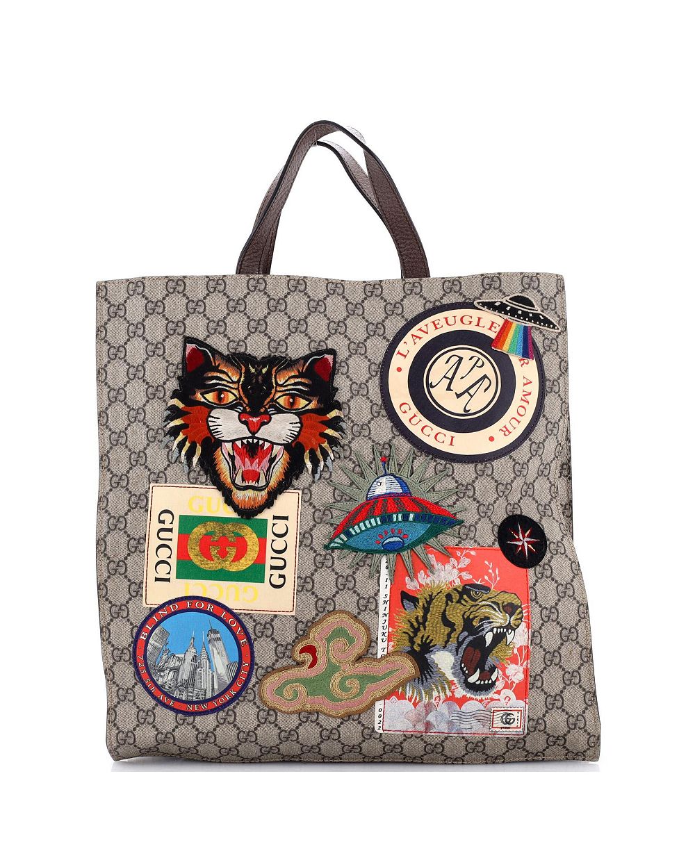 Pre-Owned Gucci средняя сумка-тоут North South Courrier с мягкой открытой структурой и аппликацией из ткани GG coated canvas