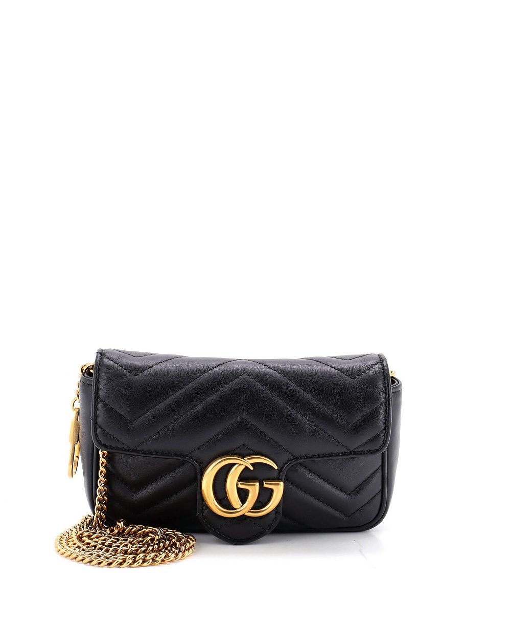 Pre-Owned Gucci Super Mini GG Marmont Flap Bag Matelasse Leather