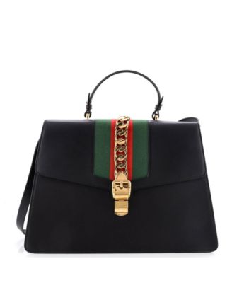 Б/у большая сумка Sylvie от Gucci с верхней ручкой, кожа