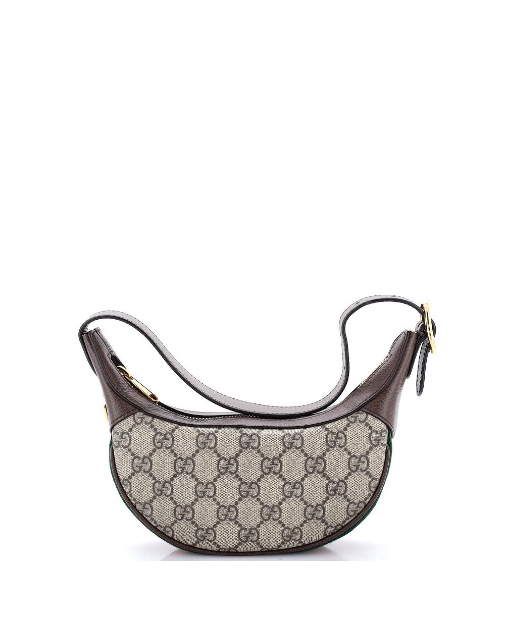 Б/у сумка Gucci Mini Ophidia Half Moon из лакированного канваса GG