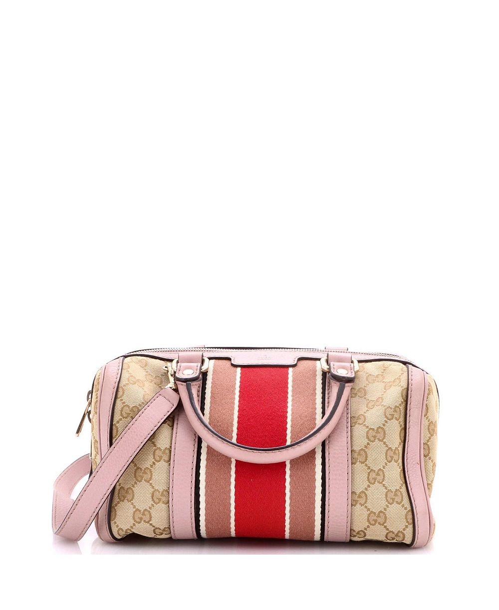 Pre-Owned Gucci Small Vintage Web Boston Bag GG Canvas