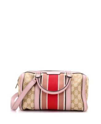 Pre-Owned Gucci Small Vintage Web Boston Bag GG Canvas