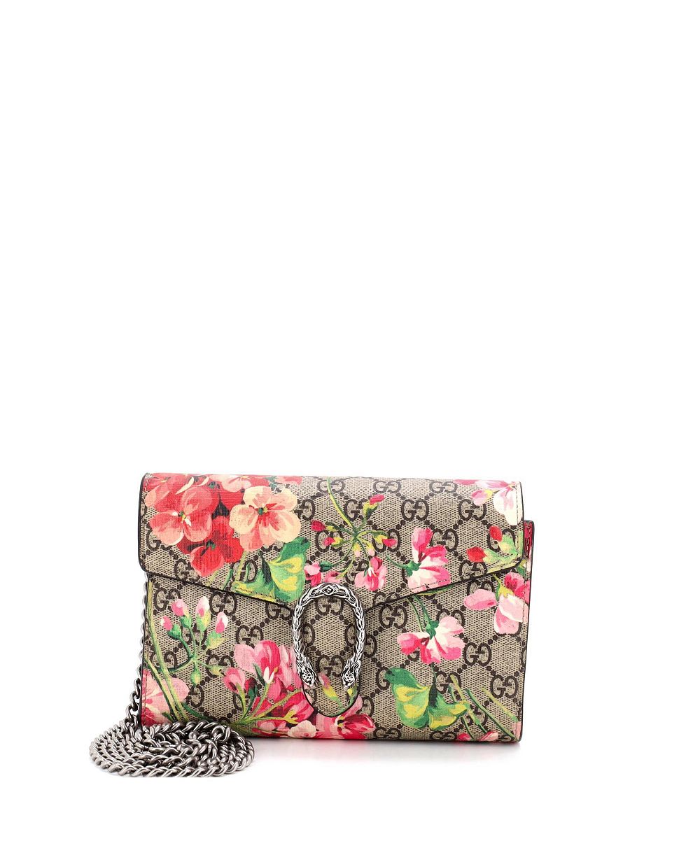 Pre-Owned Gucci маленький кошелек на цепи Dionysus с принтом Blooms из ткани GG coated canvas
