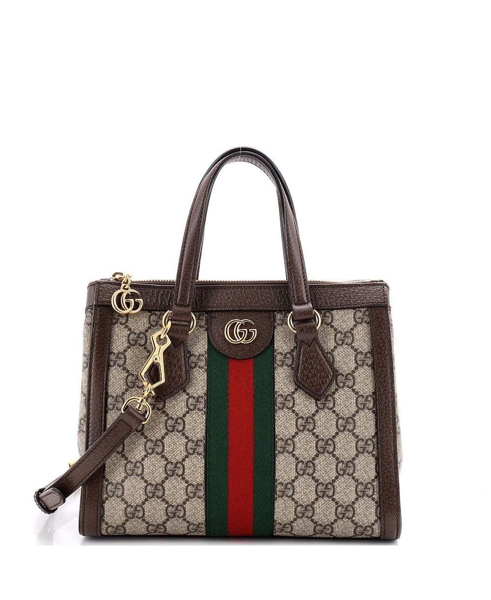 Б/у маленькая сумка-тоут Gucci Ophidia с верхней ручкой из лакированной ткани GG