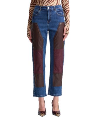 Avec Les Filles Women's Carpenter Colorblock Straight-Leg Jeans